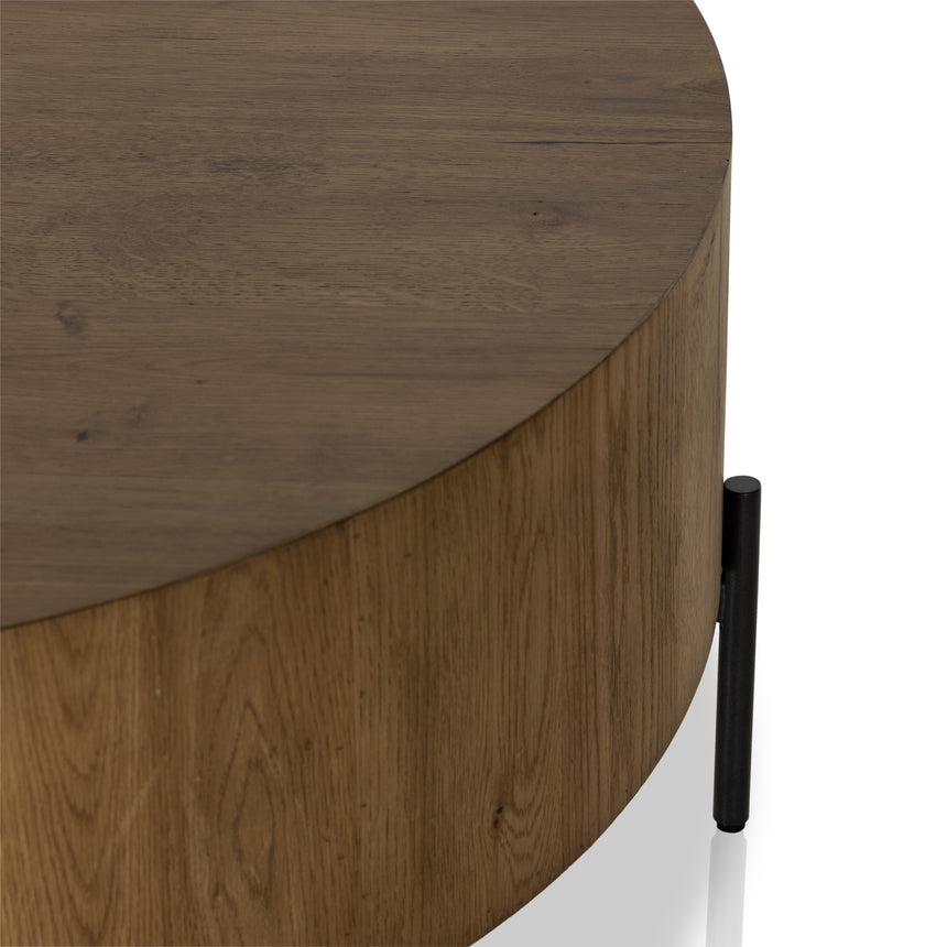 Amber Oak Resin with Dark Gunmetal Iron | Eaton Drum Coffee Table | Valley Ridge Furniture