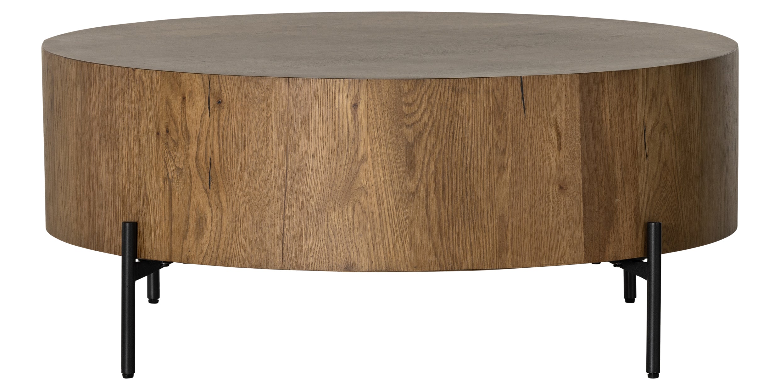 Amber Oak Resin with Dark Gunmetal Iron | Eaton Drum Coffee Table | Valley Ridge Furniture