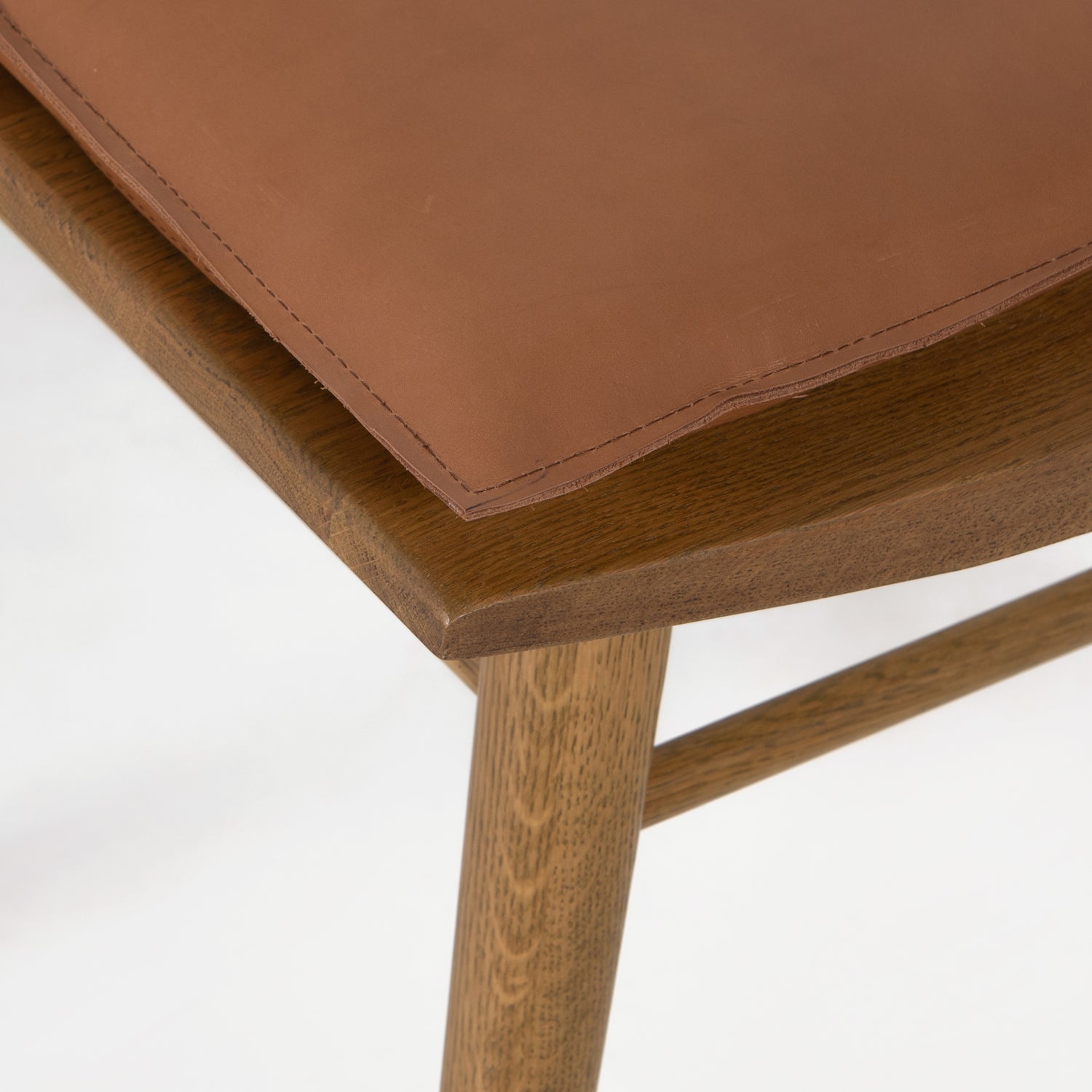 Sandy Oak & Whiskey Saddle Leather with Ivory Backing Fabric | Lewis Windsor Chair | Valley Ridge Furniture