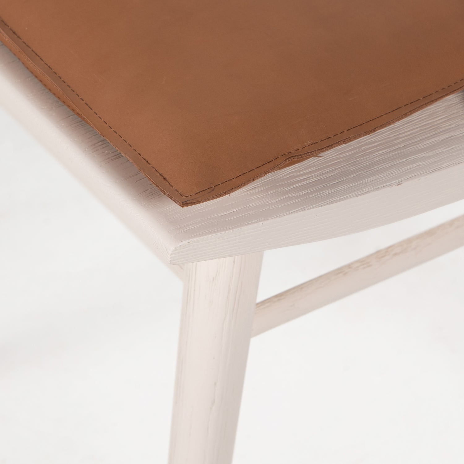 Off White Oak & Whiskey Saddle Leather with Ivory Backing Fabric | Lewis Windsor Chair | Valley Ridge Furniture