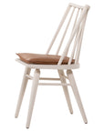 Off White Oak and Whiskey Saddle Leather with Ivory Backing Fabric | Lewis Windsor Chair | Valley Ridge Furniture