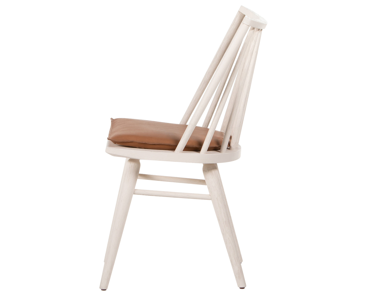 Off White Oak & Whiskey Saddle Leather with Ivory Backing Fabric | Lewis Windsor Chair | Valley Ridge Furniture