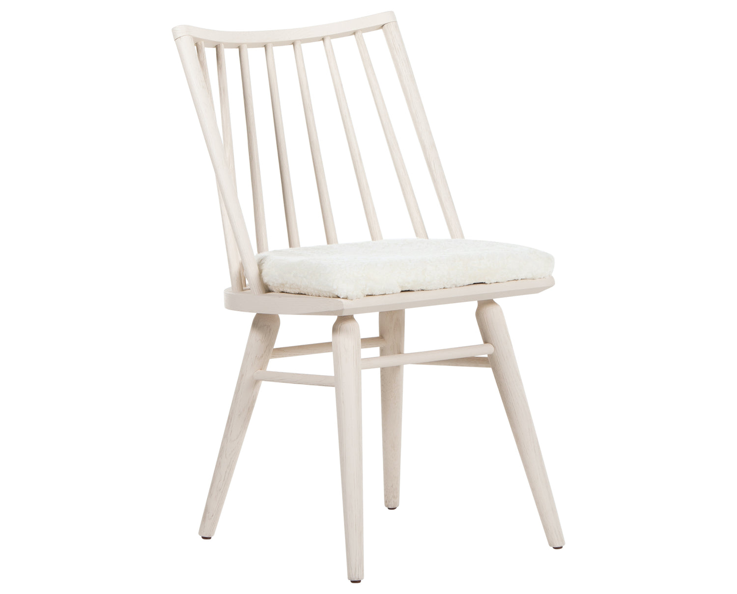 Off White Oak & Cream Shorn Sheepskin with Ivory Backing Fabric | Lewis Windsor Chair | Valley Ridge Furniture