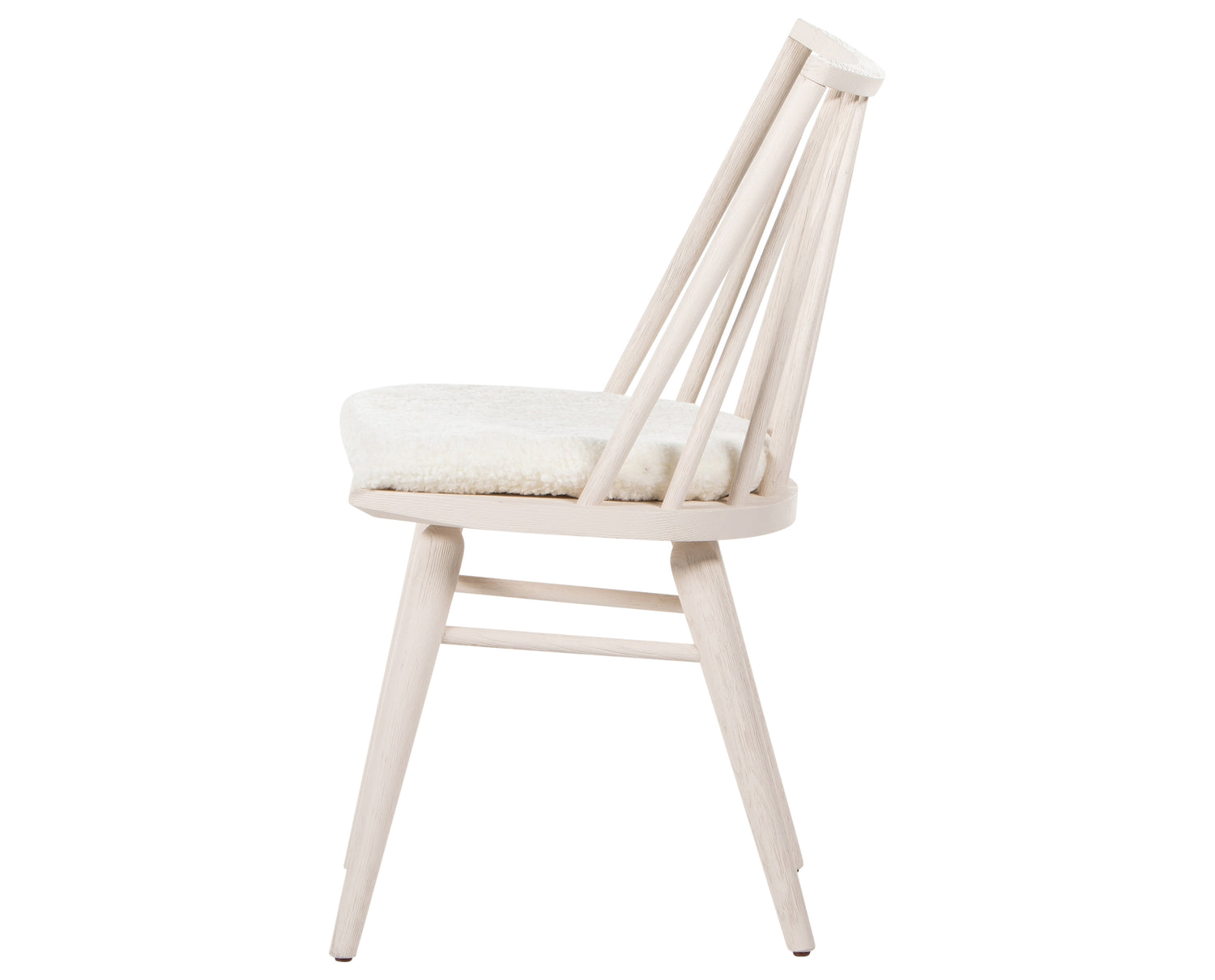 Off White Oak & Cream Shorn Sheepskin with Ivory Backing Fabric | Lewis Windsor Chair | Valley Ridge Furniture