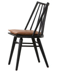 Black Oak and Whiskey Saddle Leather with Ivory Backing Fabric | Lewis Windsor Chair | Valley Ridge Furniture