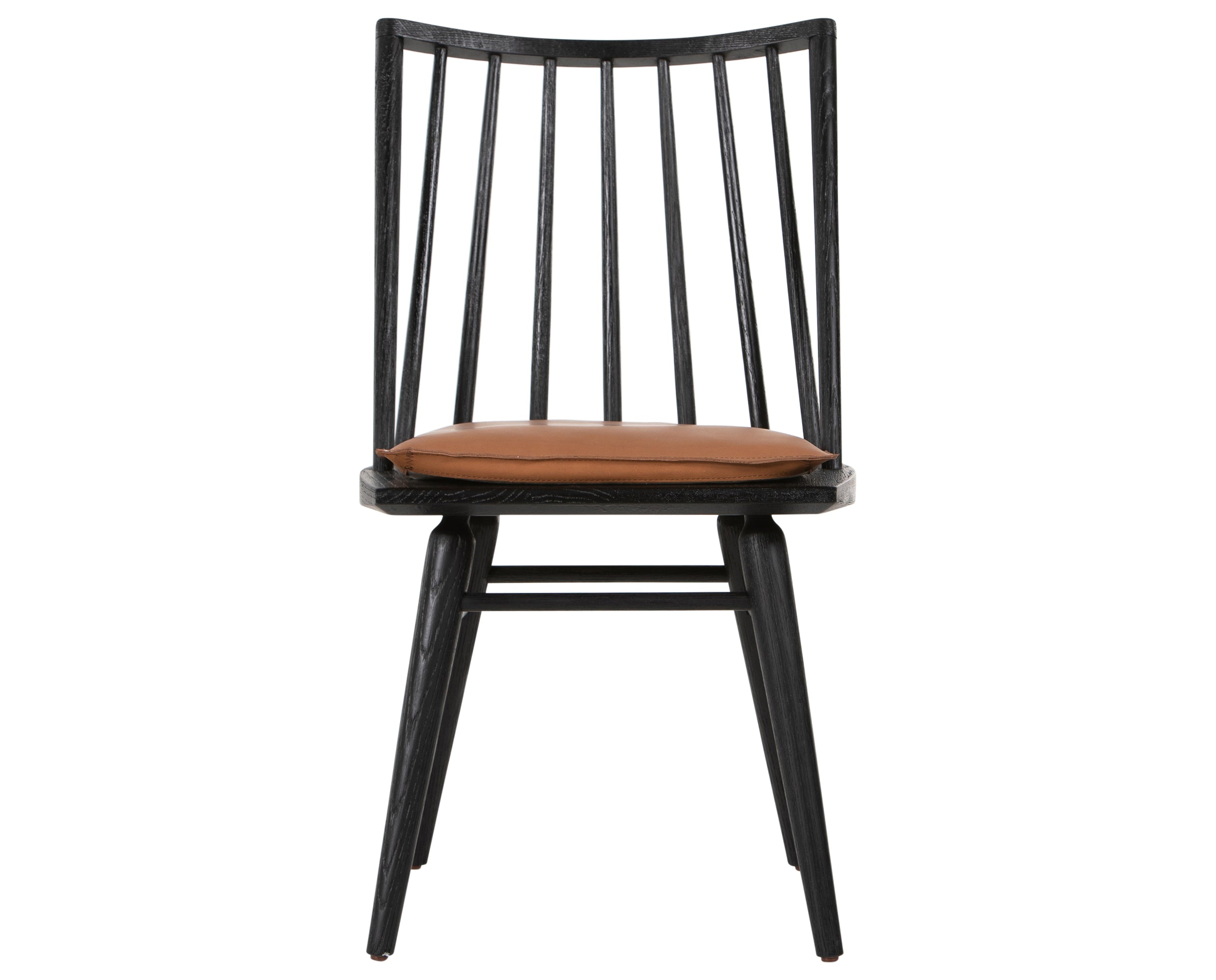 Black Oak and Whiskey Saddle Leather with Ivory Backing Fabric | Lewis Windsor Chair | Valley Ridge Furniture