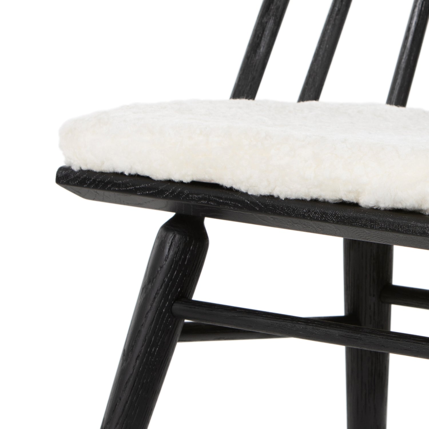 Black Oak & Cream Shorn Sheepskin with Ivory Backing Fabric | Lewis Windsor Chair | Valley Ridge Furniture