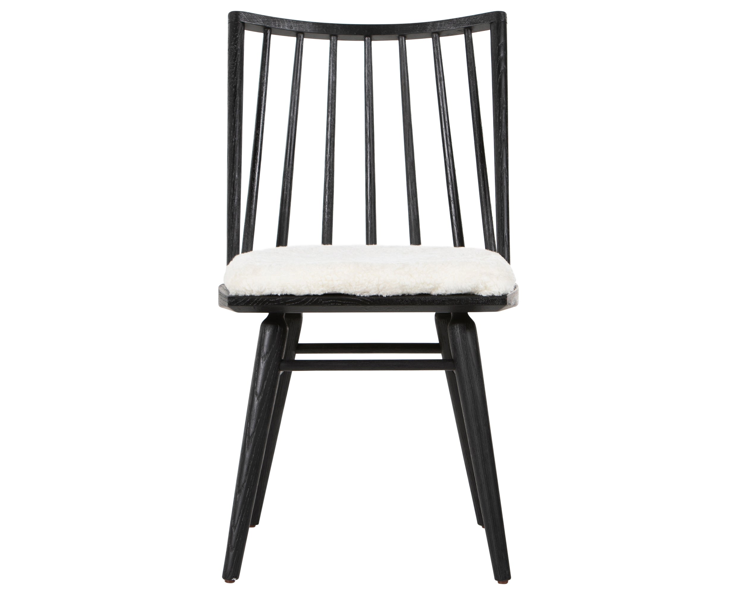 Black Oak and Cream Shorn Sheepskin with Ivory Backing Fabric | Lewis Windsor Chair | Valley Ridge Furniture