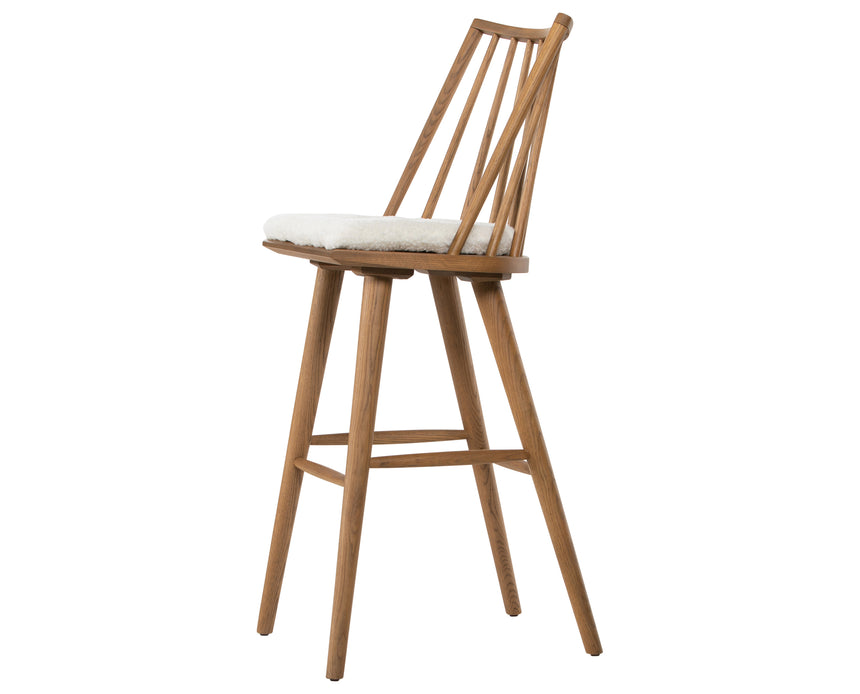 Sandy Oak and Cream Shorn Sheepskin with Ivory Backing Fabric (Bar Height) | Lewis Windsor Bar/Counter Stool | Valley Ridge Furniture