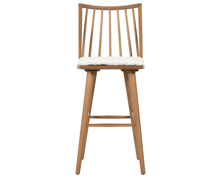 Sandy Oak and Cream Shorn Sheepskin with Ivory Backing Fabric (Bar Height) | Lewis Windsor Bar/Counter Stool | Valley Ridge Furniture