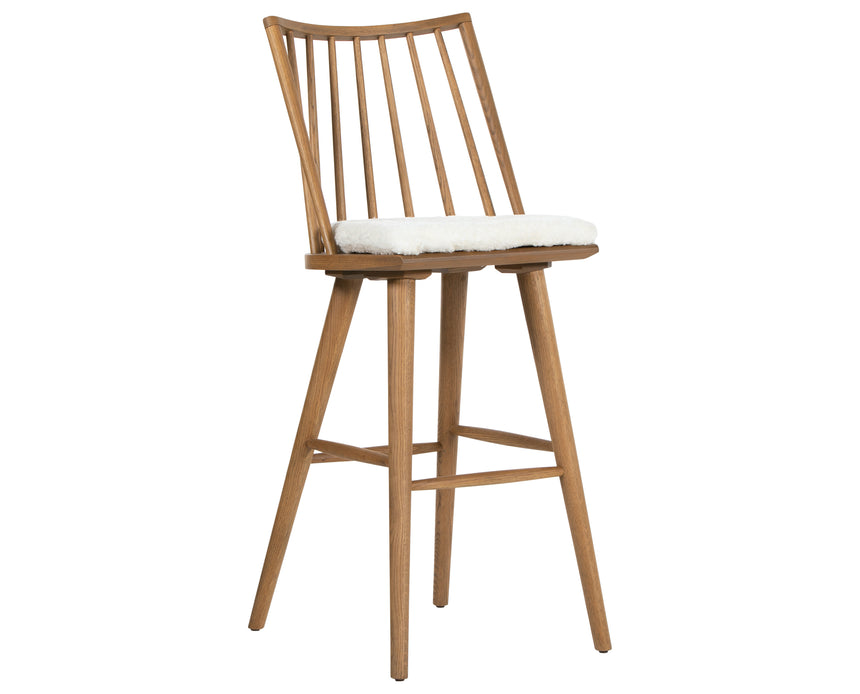 Sandy Oak and Cream Shorn Sheepskin with Ivory Backing Fabric (Bar Height) | Lewis Windsor Bar/Counter Stool | Valley Ridge Furniture