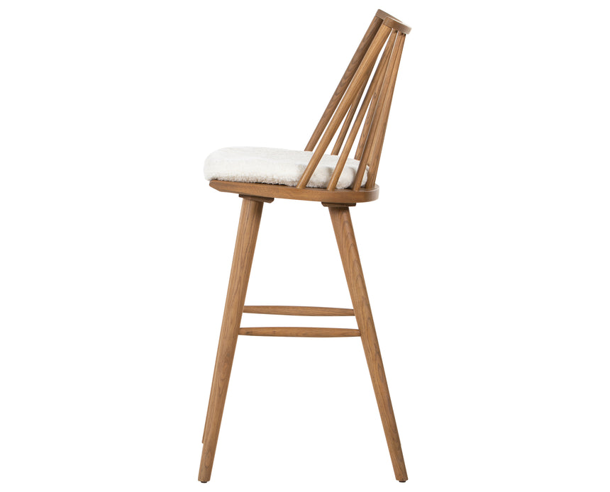 Sandy Oak and Cream Shorn Sheepskin with Ivory Backing Fabric (Bar Height) | Lewis Windsor Bar/Counter Stool | Valley Ridge Furniture