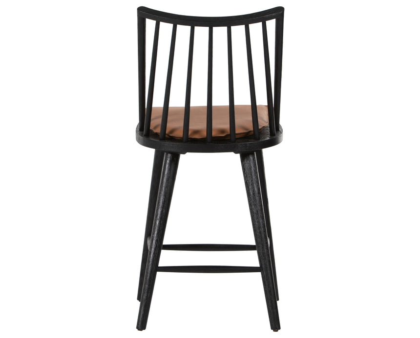 Black Oak and Whiskey Saddle Leather with Ivory Backing Fabric (Counter Height) | Lewis Windsor Bar/Counter Chair | Valley Ridge Furniture