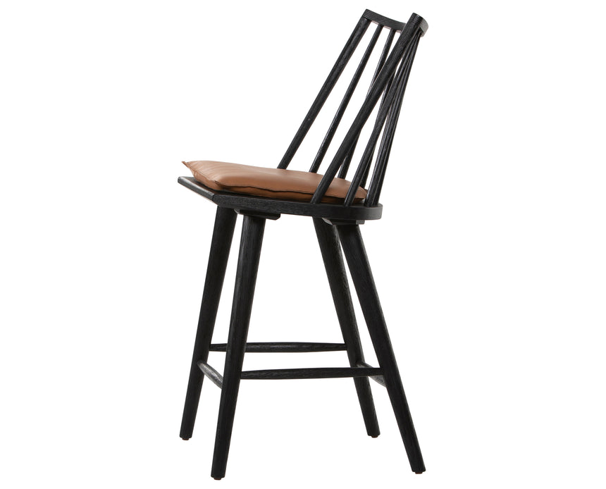 Black Oak and Whiskey Saddle Leather with Ivory Backing Fabric (Counter Height) | Lewis Windsor Bar/Counter Chair | Valley Ridge Furniture