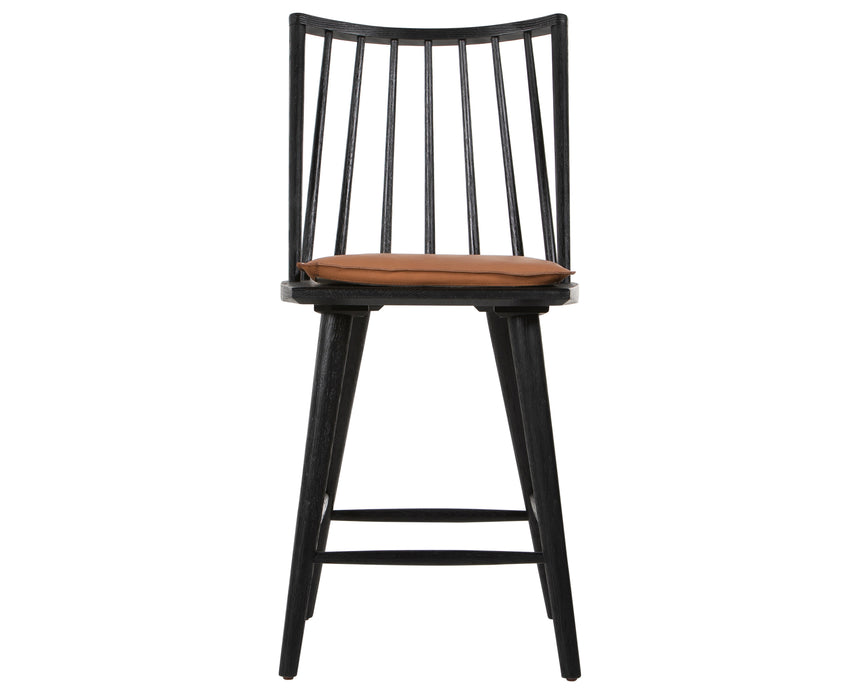 Black Oak and Whiskey Saddle Leather with Ivory Backing Fabric (Counter Height) | Lewis Windsor Bar/Counter Chair | Valley Ridge Furniture