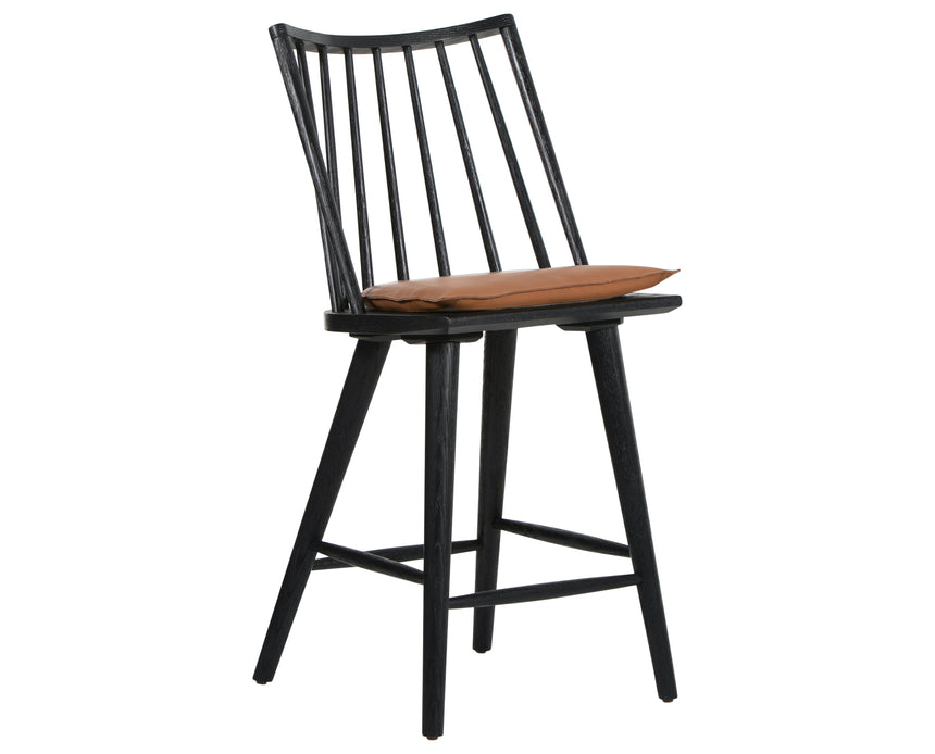 Black Oak and Whiskey Saddle Leather with Ivory Backing Fabric (Counter Height) | Lewis Windsor Bar/Counter Chair | Valley Ridge Furniture