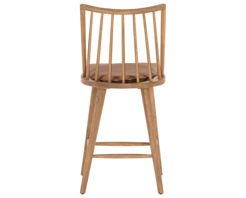 Sandy Oak and Whiskey Saddle Leather with Ivory Backing Fabric (Counter Height) | Lewis Windsor Bar/Counter Chair | Valley Ridge Furniture