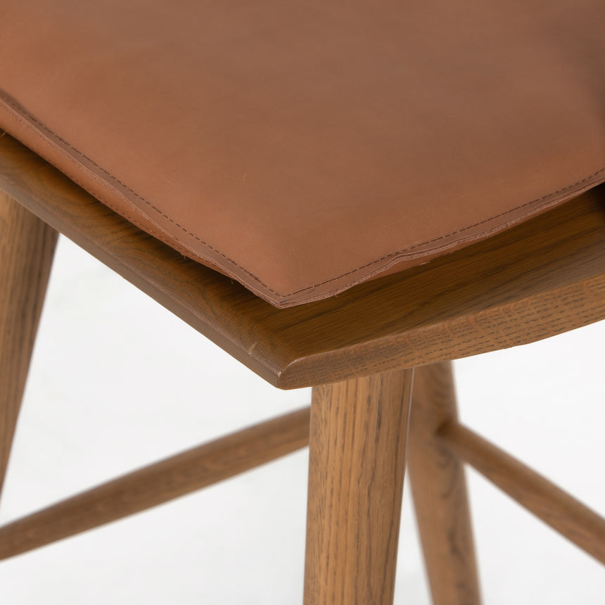 Sandy Oak and Whiskey Saddle Leather with Ivory Backing Fabric (Counter Height) | Lewis Windsor Bar/Counter Chair | Valley Ridge Furniture