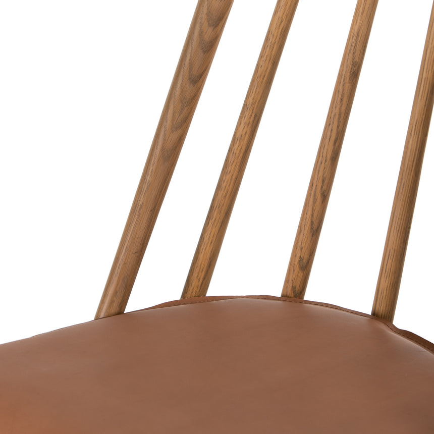 Sandy Oak and Whiskey Saddle Leather with Ivory Backing Fabric (Counter Height) | Lewis Windsor Bar/Counter Chair | Valley Ridge Furniture