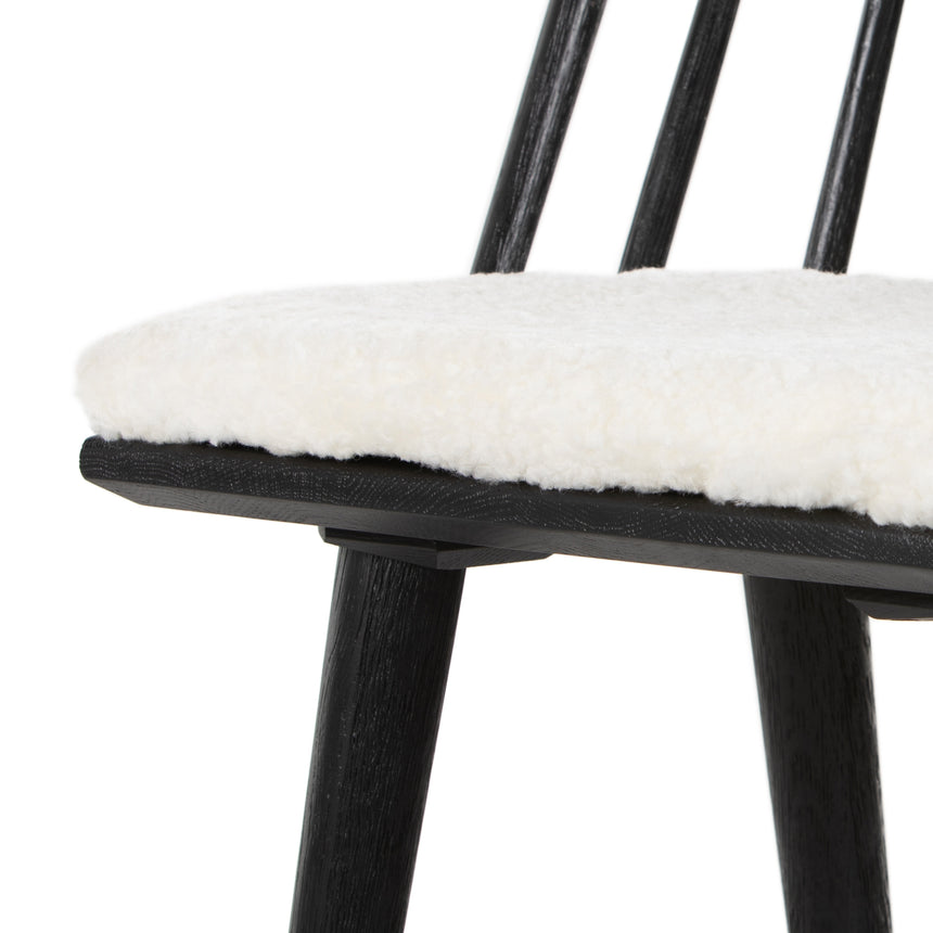 Black Oak and Cream Shorn Sheepskin with Ivory Backing Fabric (Counter Height) | Lewis Windsor Bar/Counter Chair | Valley Ridge Furniture