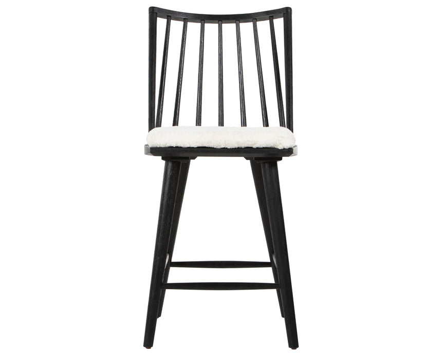Black Oak and Cream Shorn Sheepskin with Ivory Backing Fabric (Counter Height) | Lewis Windsor Bar/Counter Chair | Valley Ridge Furniture