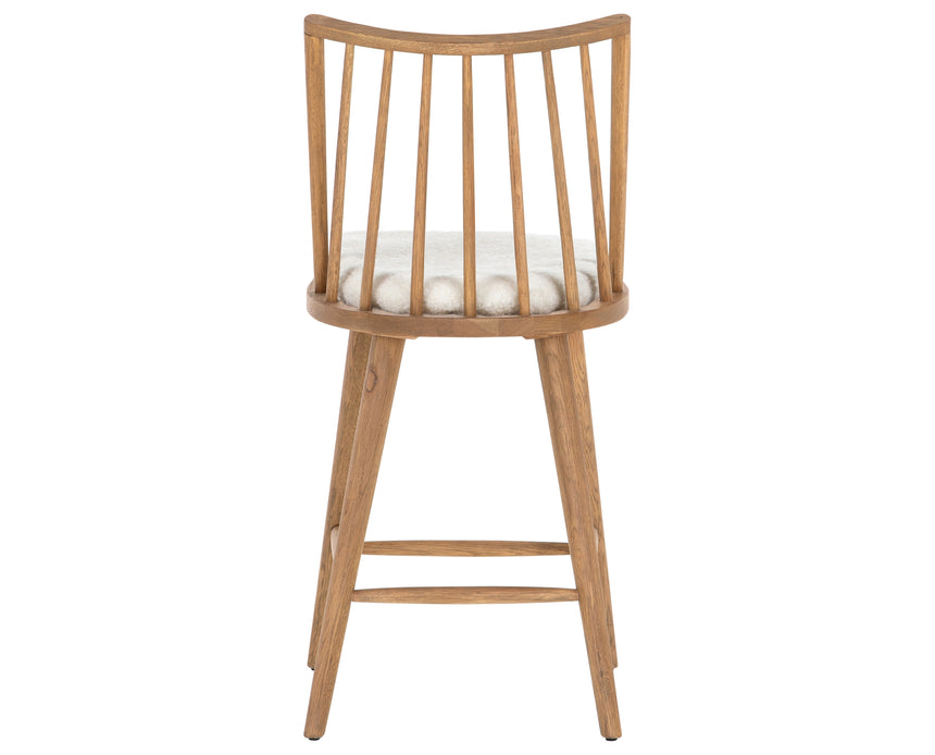 Sandy Oak and Cream Shorn Sheepskin with Ivory Backing Fabric (Counter Height) | Lewis Windsor Bar/Counter Chair | Valley Ridge Furniture