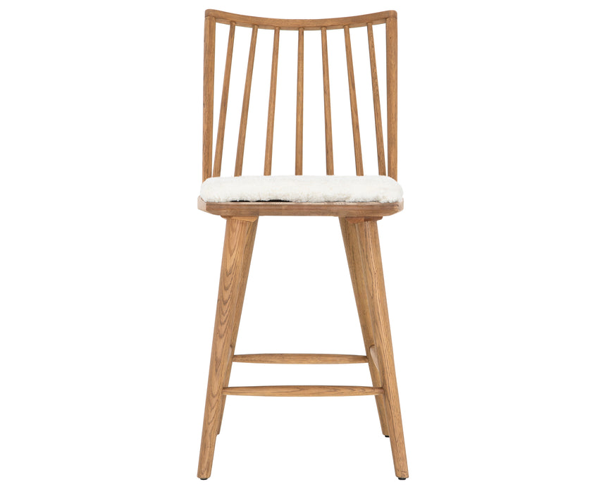 Sandy Oak and Cream Shorn Sheepskin with Ivory Backing Fabric (Counter Height) | Lewis Windsor Bar/Counter Chair | Valley Ridge Furniture