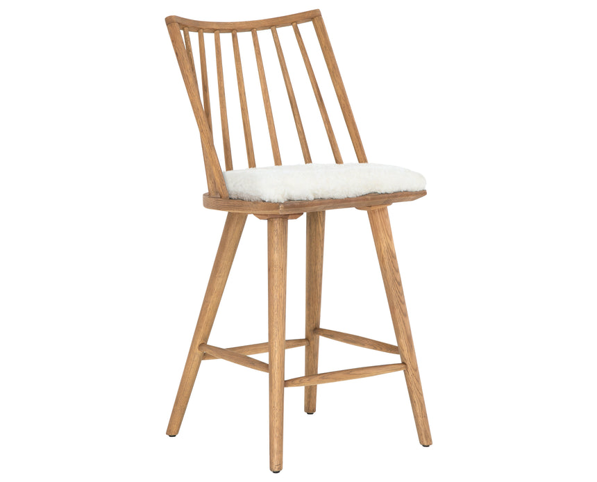Sandy Oak and Cream Shorn Sheepskin with Ivory Backing Fabric (Counter Height) | Lewis Windsor Bar/Counter Chair | Valley Ridge Furniture