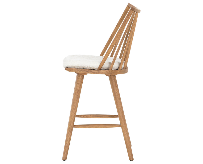 Sandy Oak and Cream Shorn Sheepskin with Ivory Backing Fabric (Counter Height) | Lewis Windsor Bar/Counter Chair | Valley Ridge Furniture