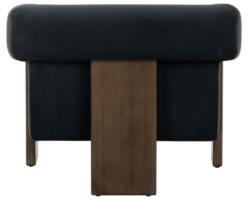 Modern Velvet Smoke Fabric with Sienna Brown Beech | Cairo Chair | Valley Ridge Furniture