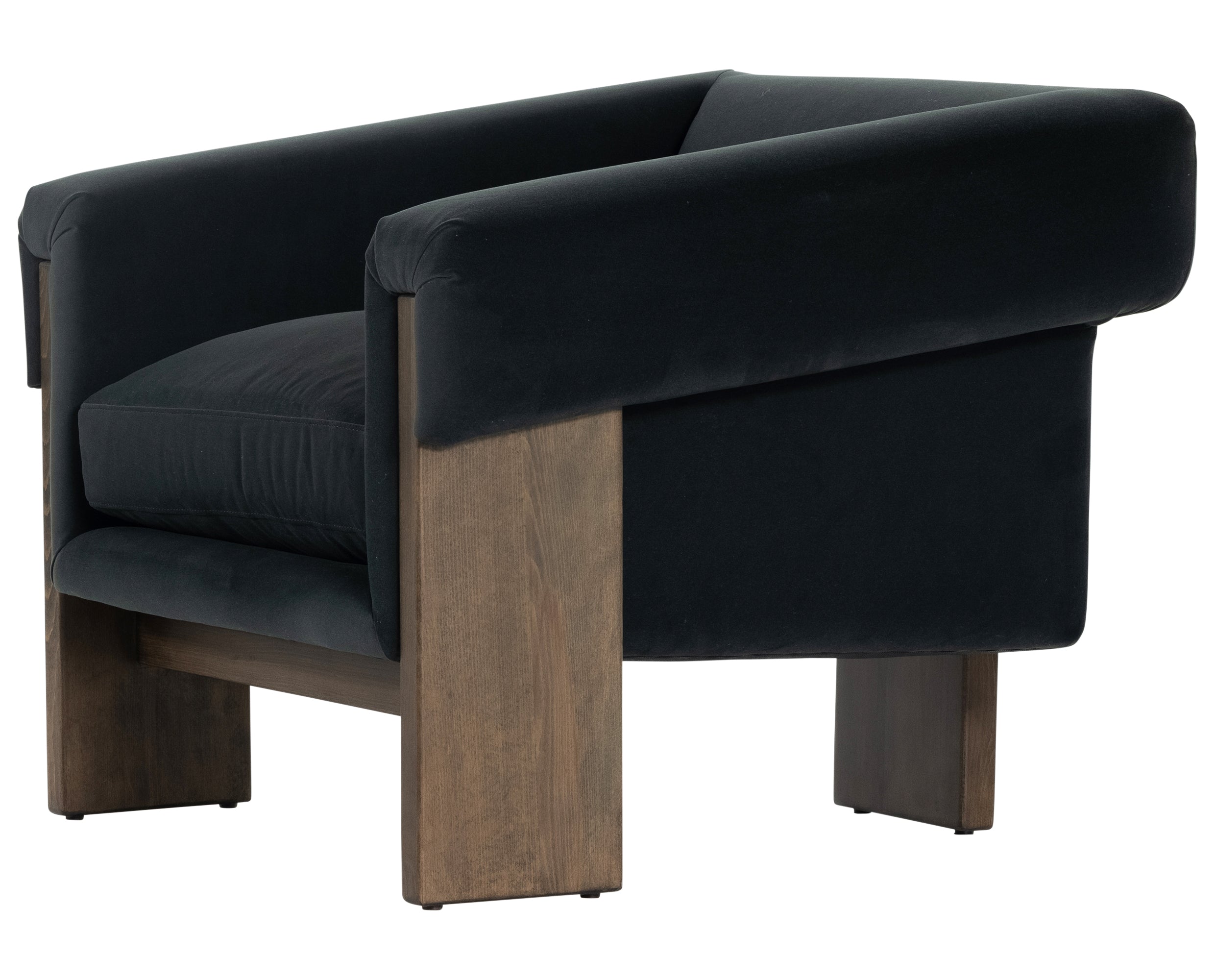 Modern Velvet Smoke Fabric with Sienna Brown Beech | Cairo Chair | Valley Ridge Furniture