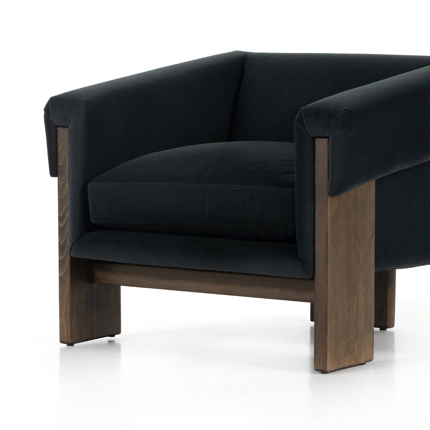 Modern Velvet Smoke Fabric with Sienna Brown Beech | Cairo Chair | Valley Ridge Furniture