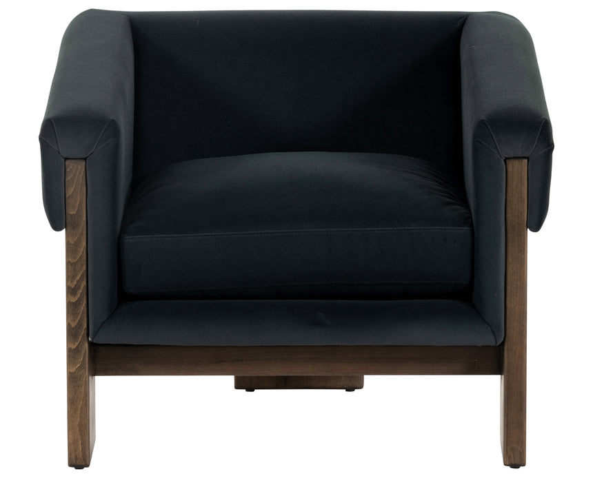 Modern Velvet Smoke Fabric with Sienna Brown Beech | Cairo Chair | Valley Ridge Furniture