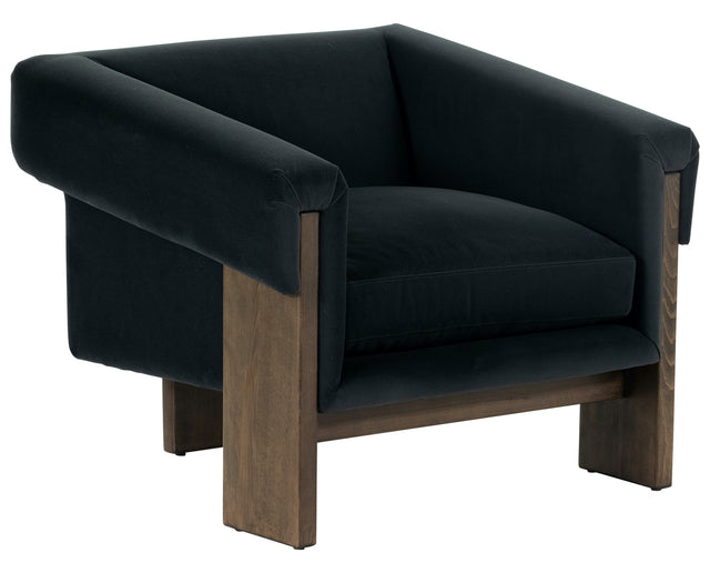 Modern Velvet Smoke Fabric with Sienna Brown Beech | Cairo Chair | Valley Ridge Furniture