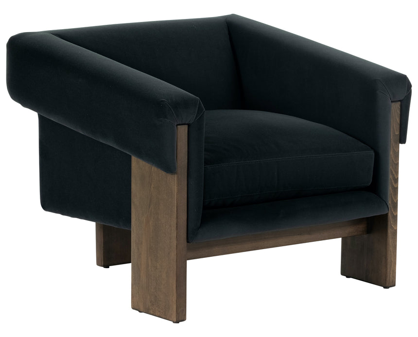 Modern Velvet Smoke Fabric with Sienna Brown Beech | Cairo Chair | Valley Ridge Furniture
