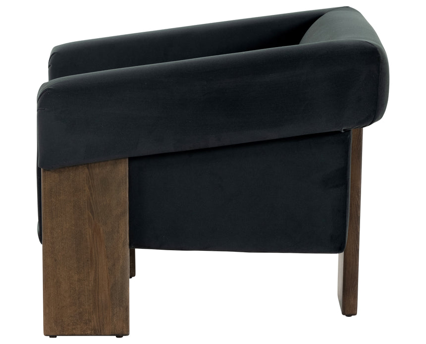 Modern Velvet Smoke Fabric with Sienna Brown Beech | Cairo Chair | Valley Ridge Furniture