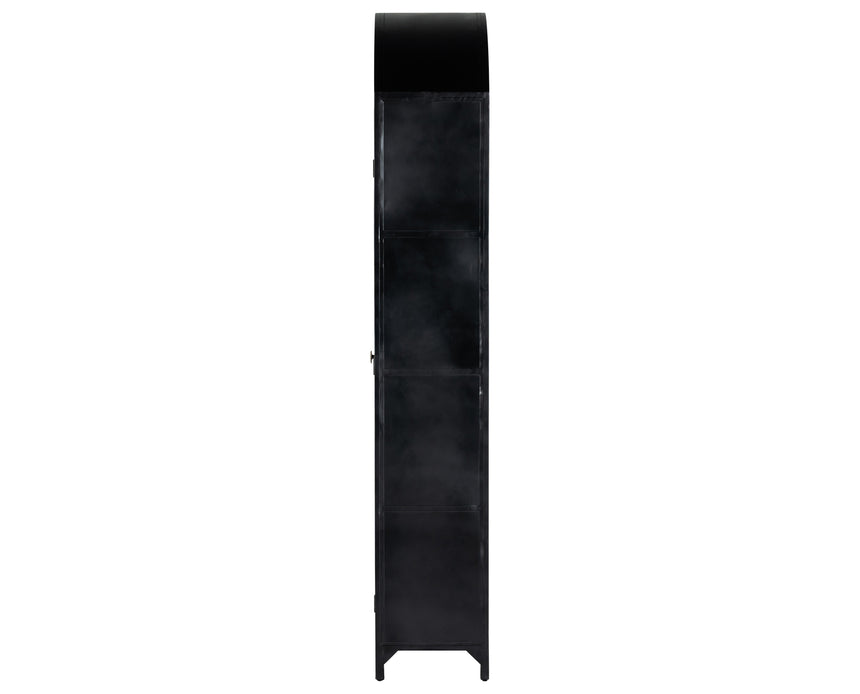 Black Iron and Light Oak Veneer with Clear Glass and Weathered Bronze Iron | Belmont Cabinet | Valley Ridge Furniture 