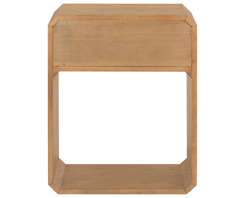 Natural Ash Veneer & Natural Ash with Satin Brass Iron | Caspian Nightstand | Valley Ridge Furniture