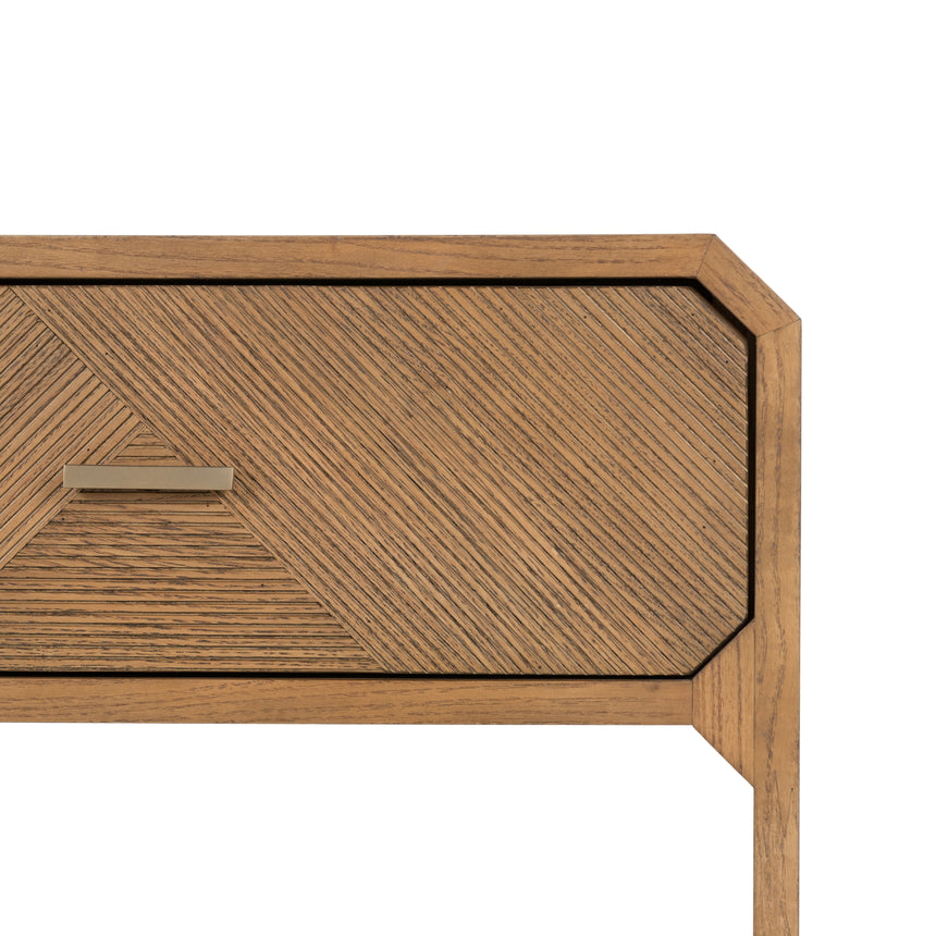 Natural Ash Veneer & Natural Ash with Satin Brass Iron | Caspian Nightstand | Valley Ridge Furniture
