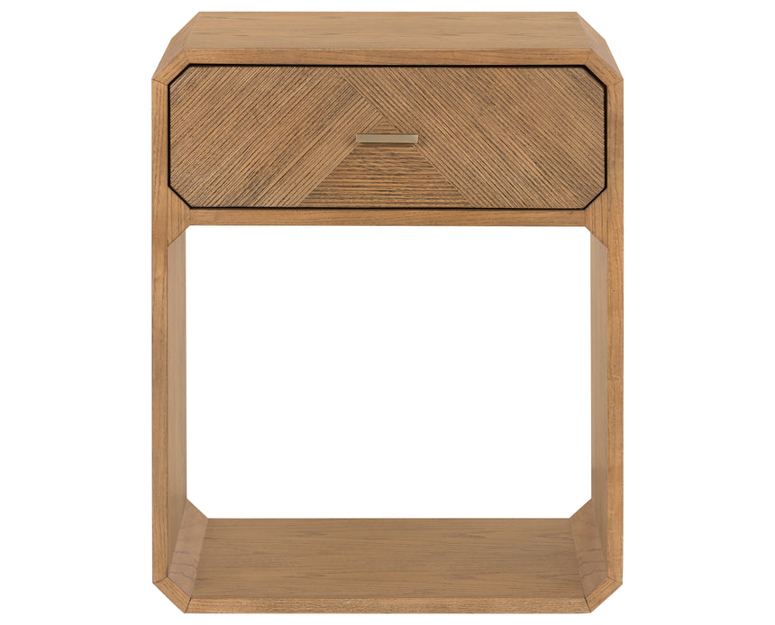Natural Ash Veneer & Natural Ash with Satin Brass Iron | Caspian Nightstand | Valley Ridge Furniture