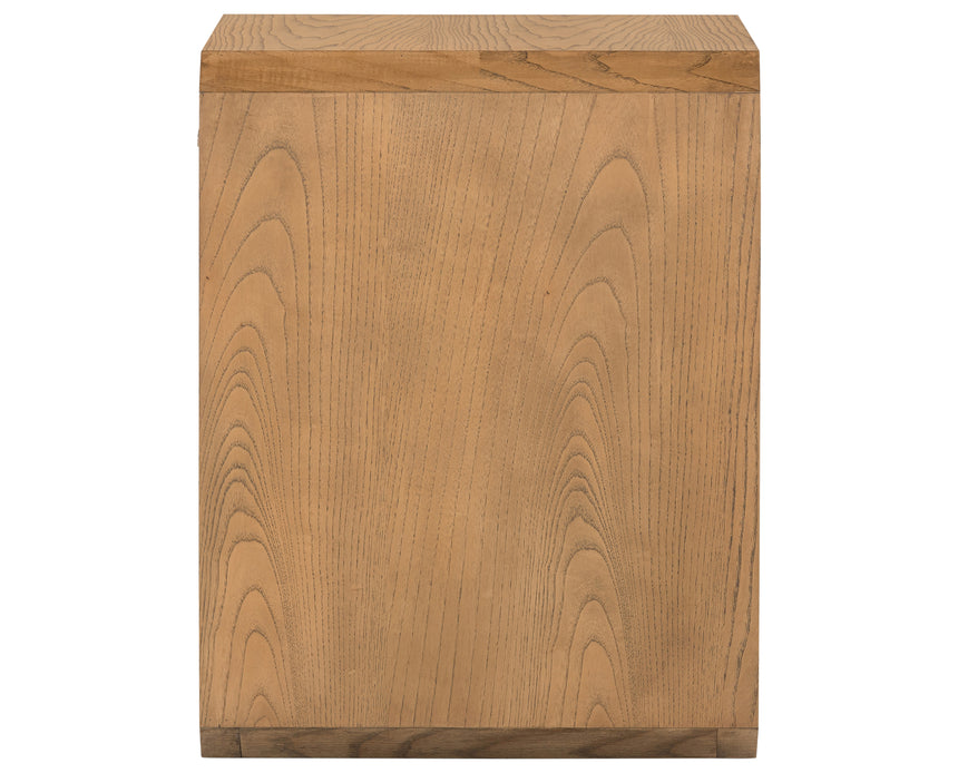 Natural Ash Veneer & Natural Ash with Satin Brass Iron | Caspian Nightstand | Valley Ridge Furniture