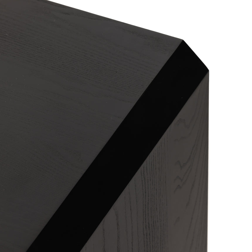 Black Ash Veneer & Black Ash with Satin Brass Iron | Caspian Nightstand | Valley Ridge Furniture