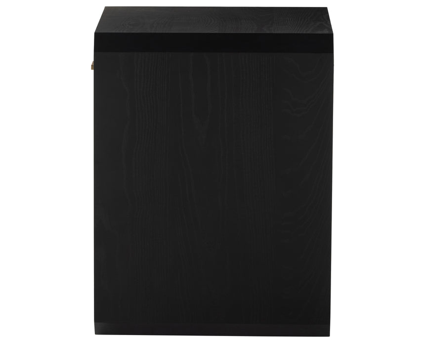 Black Ash Veneer & Black Ash with Satin Brass Iron | Caspian Nightstand | Valley Ridge Furniture