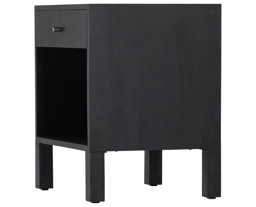 Black Wash Poplar with Natural Iron | Isador Nightstand | Valley Ridge Furniture