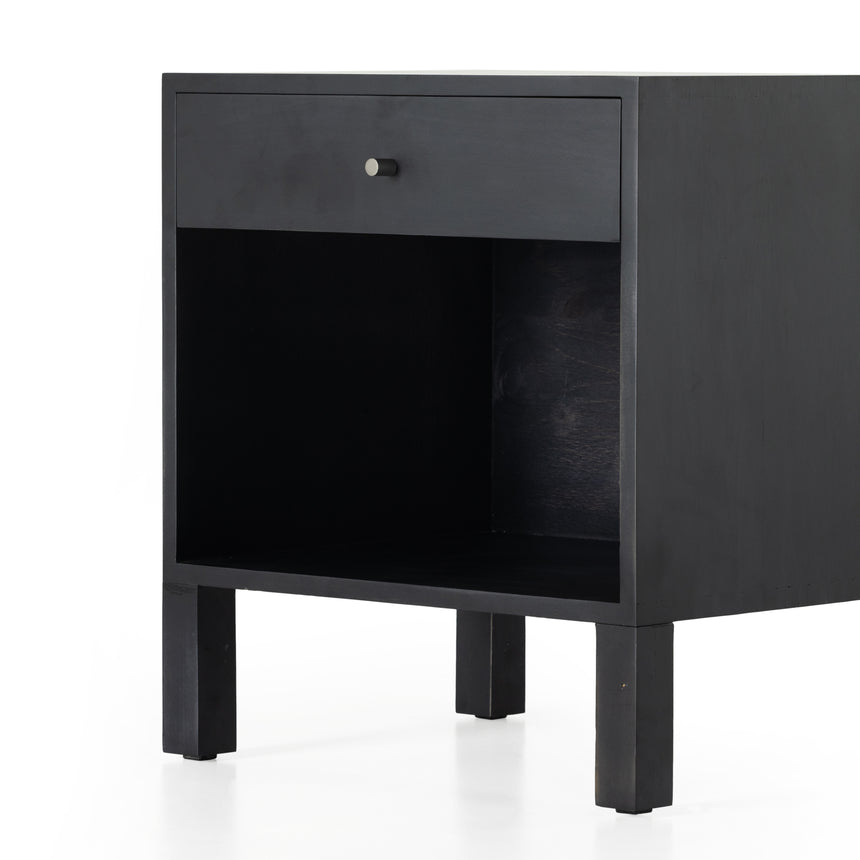 Black Wash Poplar with Natural Iron | Isador Nightstand | Valley Ridge Furniture