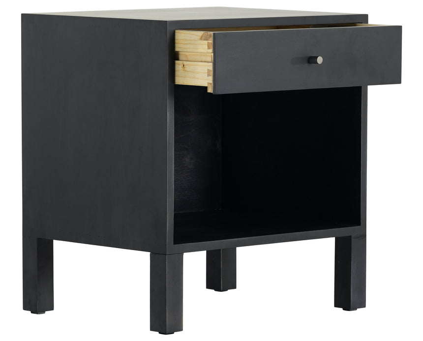 Black Wash Poplar with Natural Iron | Isador Nightstand | Valley Ridge Furniture