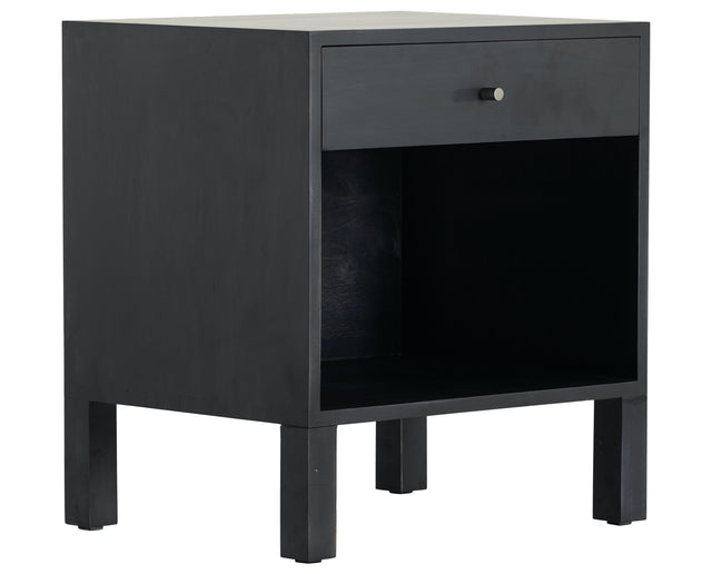 Black Wash Poplar with Natural Iron | Isador Nightstand | Valley Ridge Furniture
