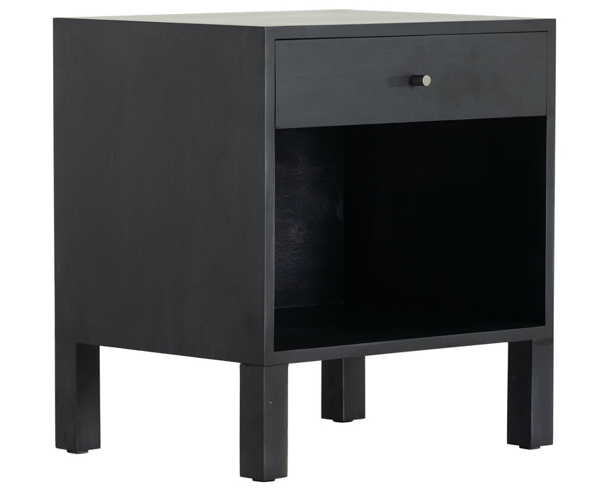 Black Wash Poplar with Natural Iron | Isador Nightstand | Valley Ridge Furniture
