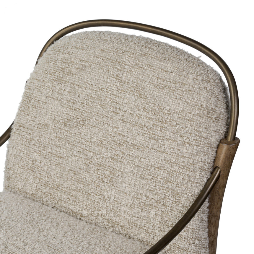 Ivan Stone Fabric and Amber Ash with Brushed Brass Iron | Demi Chair | Valley Ridge Furniture