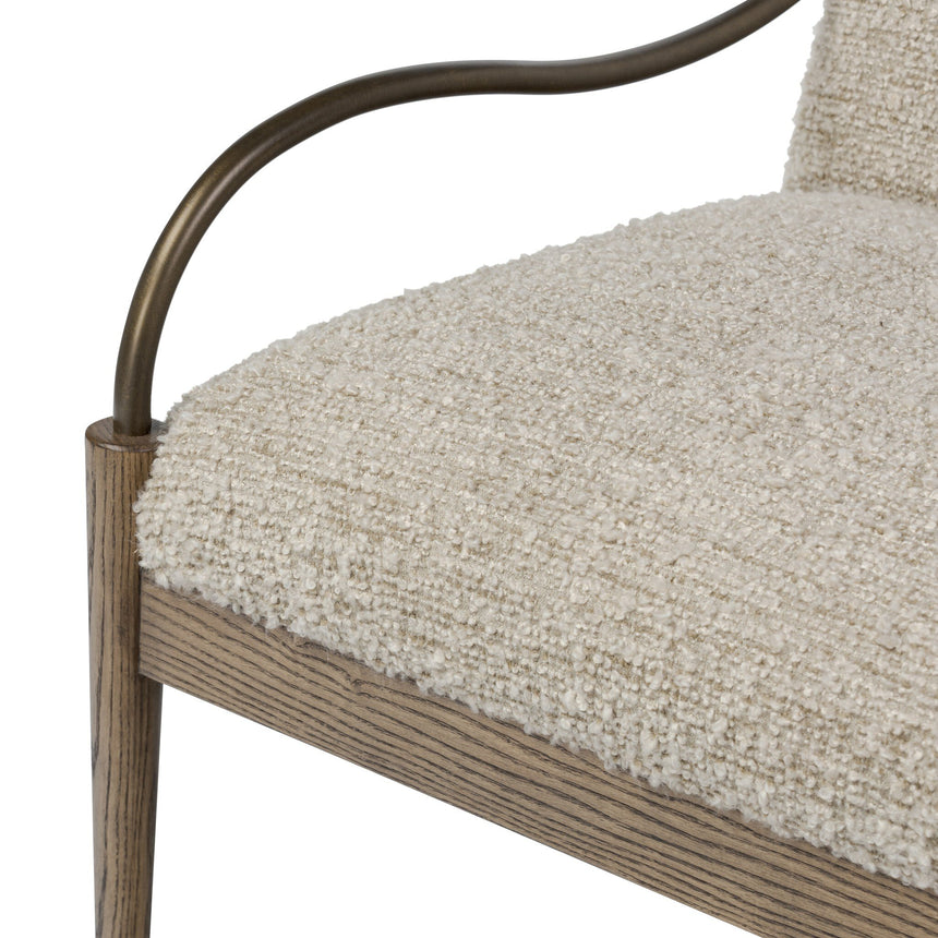 Ivan Stone Fabric and Amber Ash with Brushed Brass Iron | Demi Chair | Valley Ridge Furniture